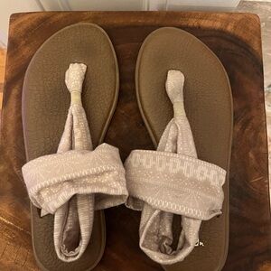 Tan and cream Sanuk sandals